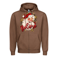 Chestnut believe christmas santa claus Zipper Hoodie - MaliasSmallBusiness
