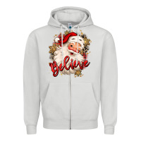 Dove Grey believe christmas santa claus Zipper Hoodie - MaliasSmallBusiness