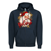 Navy believe christmas santa claus Zipper Hoodie - MaliasSmallBusiness