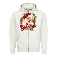 Oatmeal Heather believe christmas santa claus Zipper Hoodie - MaliasSmallBusiness
