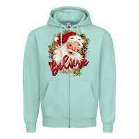 Seafoam believe christmas santa claus Zipper Hoodie - MaliasSmallBusiness