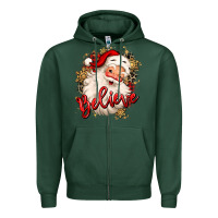 Sports Green believe christmas santa claus Zipper Hoodie - MaliasSmallBusiness