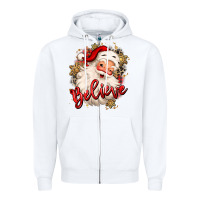 White believe christmas santa claus Zipper Hoodie - MaliasSmallBusiness