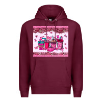Burgundy Breast Cancer coffee cups Premium Hoodie - NancyCooperArtShop