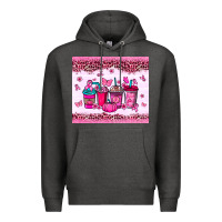Charcoal Heather Breast Cancer coffee cups Premium Hoodie - NancyCooperArtShop