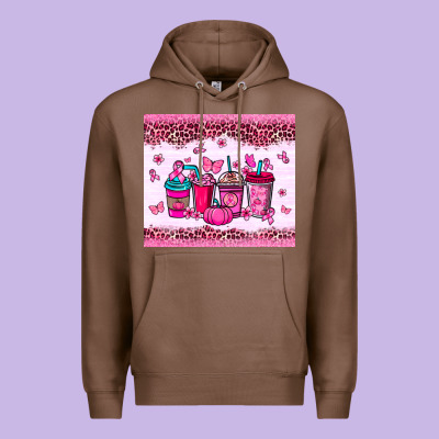 Breast Cancer Coffee Cups Premium Hoodie Designed By Nancycooperartshop