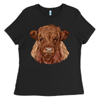 Black highland cow Ladies Tee - RanaPortraitStore