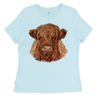 Baby Blue highland cow Ladies Tee - RanaPortraitStore