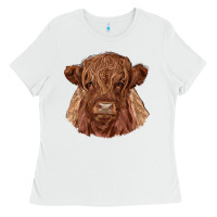 White highland cow Ladies Tee - RanaPortraitStore