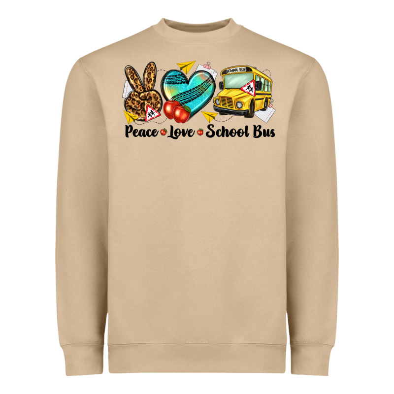 Peace Love School Bus Heavyweight Sweatshirt by NancyCooperArtShop | Teevron