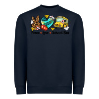 Navy peace love school bus Heavyweight Sweatshirt - NancyCooperArtShop