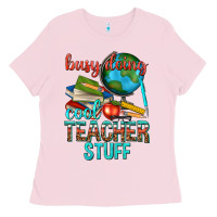 Bubblegum Pink busy doing cool teacher stuff Ladies Tee - texasbilliewilder
