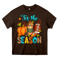 Chocolate Brown 'tis the season american  football Heavy Core Tee - Zillion Design Studio