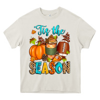 Cream 'tis the season american  football Heavy Core Tee - Zillion Design Studio