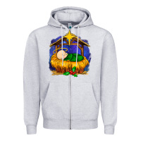 Heather Grey baby jesus Zipper Hoodie - MaliasSmallBusiness