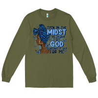Army Green even in the midst of may storm afro woman Long Sleeve Tee - MaliasSmallBusiness