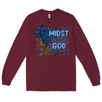 Burgundy even in the midst of may storm afro woman Long Sleeve Tee - MaliasSmallBusiness