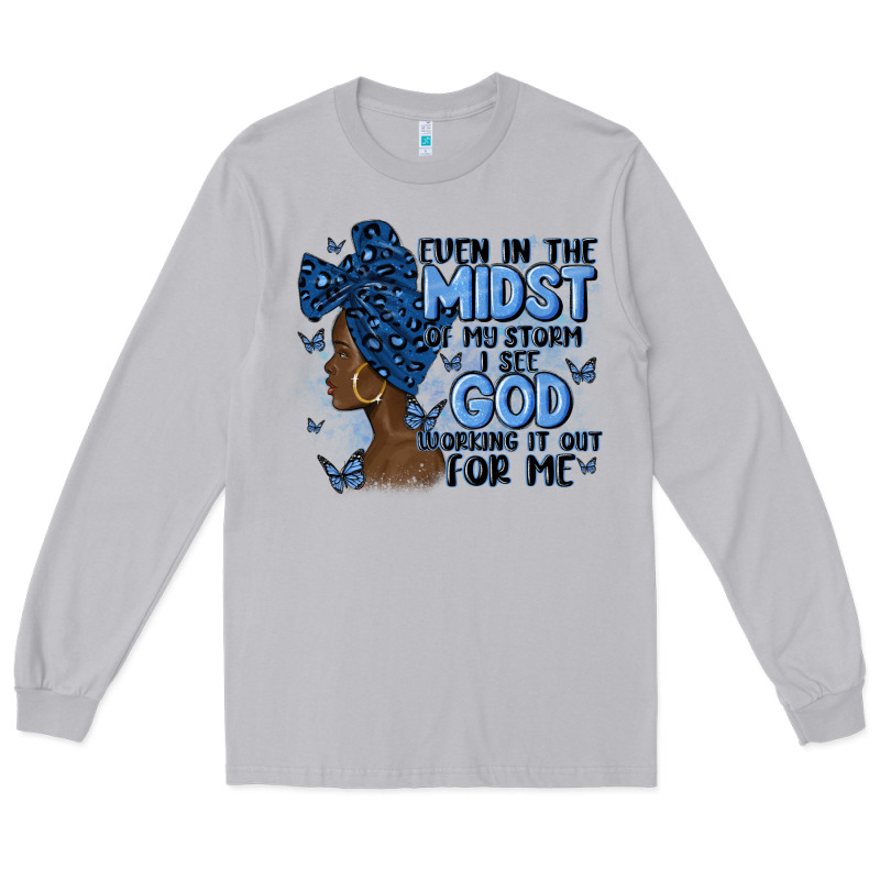 Even In The Midst Of May Storm Afro Woman Long Sleeve Tee by MaliasSmallBusiness | Teevron