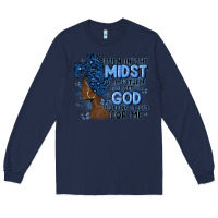 Navy even in the midst of may storm afro woman Long Sleeve Tee - MaliasSmallBusiness