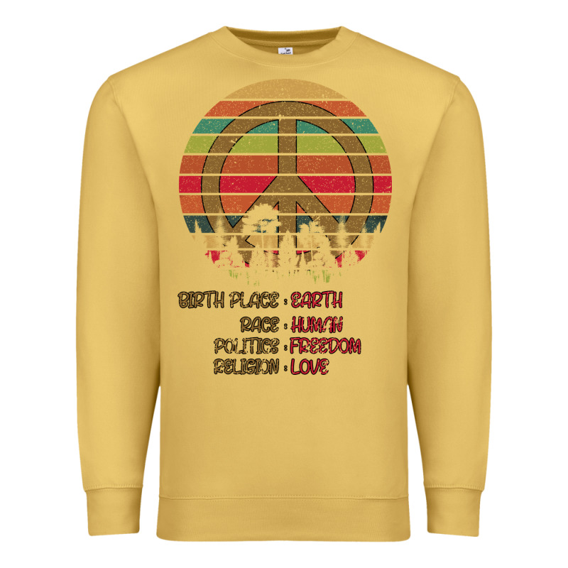 Birthplace Earth Race Human Peace Sign Hippie Premium Sweatshirt by Bettercallsaul | Teevron