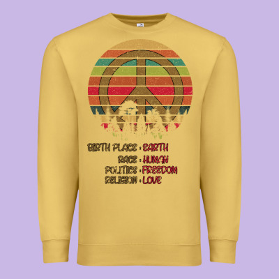 Birthplace Earth Race Human Peace Sign Hippie Premium Sweatshirt Designed By Bettercallsaul