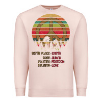Pale Pink Birthplace Earth Race Human Peace Sign Hippie Premium Sweatshirt - Bettercallsaul