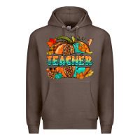 Coffee Teacher pumpkin Premium Hoodie - NancyCooperArtShop
