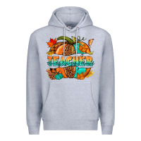 Heather Grey Teacher pumpkin Premium Hoodie - NancyCooperArtShop