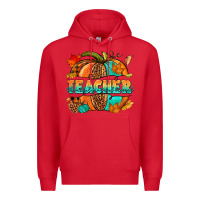 Red Teacher pumpkin Premium Hoodie - NancyCooperArtShop