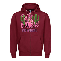 Burgundy barbie cowgirl Zipper Hoodie - MaliasSmallBusiness