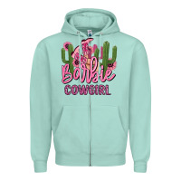 Seafoam barbie cowgirl Zipper Hoodie - MaliasSmallBusiness