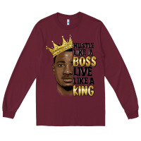 Burgundy hustle like a boss live like a king malia Long Sleeve Tee - MaliasSmallBusiness
