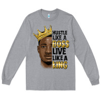 Heather Grey hustle like a boss live like a king malia Long Sleeve Tee - MaliasSmallBusiness