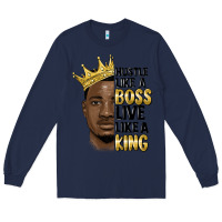 Navy hustle like a boss live like a king malia Long Sleeve Tee - MaliasSmallBusiness