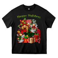Black happy holidays gnomes truck Heavy Core Tee - BarkalooDesign