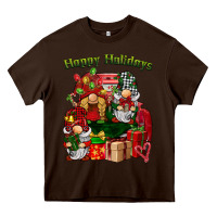 Chocolate Brown happy holidays gnomes truck Heavy Core Tee - BarkalooDesign