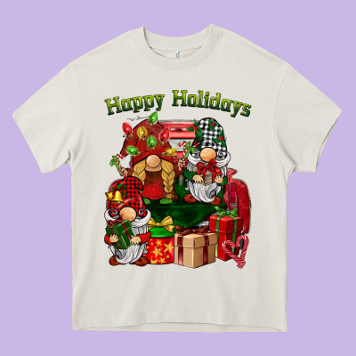 Happy Holidays Gnomes Truck Heavy Core Tee Designed By Barkaloodesign