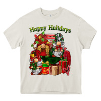 Cream happy holidays gnomes truck Heavy Core Tee - BarkalooDesign