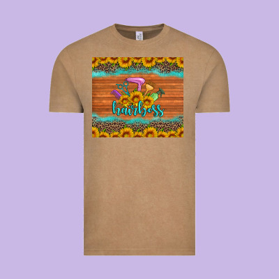 Hairboss 200z Skinny Sunflowers Leopard Hairdresser Vintage Tee Designed By Artiststas