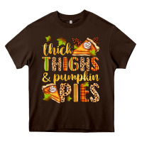 Chocolate Brown thick thighs and pumpkin pies Heavy Core Tee - Zillion Design Studio