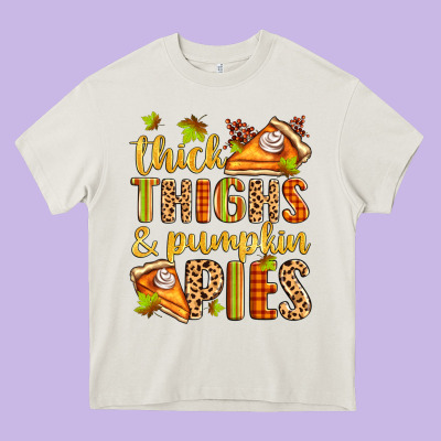 Thick Thighs And Pumpkin Pies Heavy Core Tee Designed By Zillion Design Studio