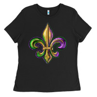 Black fleur de lis Ladies Tee - RanaPortraitStore