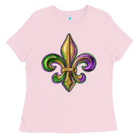 Bubblegum Pink fleur de lis Ladies Tee - RanaPortraitStore