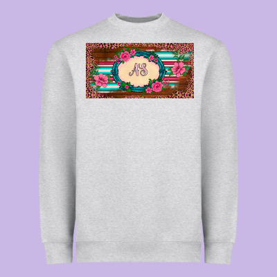 Preview Western Pink Flovers Leopard Serape   License Plate Template Heavyweight Sweatshirt Designed By Barkaloodesign