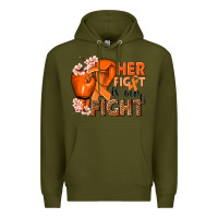 Army Green Her fight is our fight Kidney Cancer orange ribbon Premium Hoodie - NancyCooperArtShop