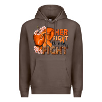 Coffee Her fight is our fight Kidney Cancer orange ribbon Premium Hoodie - NancyCooperArtShop