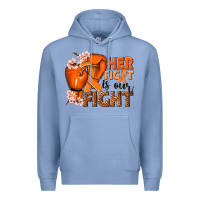 Colony Blue Her fight is our fight Kidney Cancer orange ribbon Premium Hoodie - NancyCooperArtShop