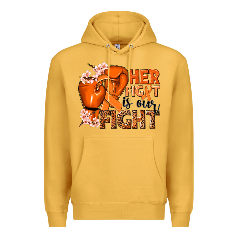 Her Fight Is Our Fight Kidney Cancer Orange Ribbon Premium Hoodie by NancyCooperArtShop | Teevron