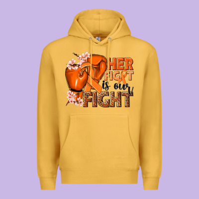 Her Fight Is Our Fight Kidney Cancer Orange Ribbon Premium Hoodie Designed By Nancycooperartshop