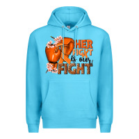 Ocean Blue Her fight is our fight Kidney Cancer orange ribbon Premium Hoodie - NancyCooperArtShop